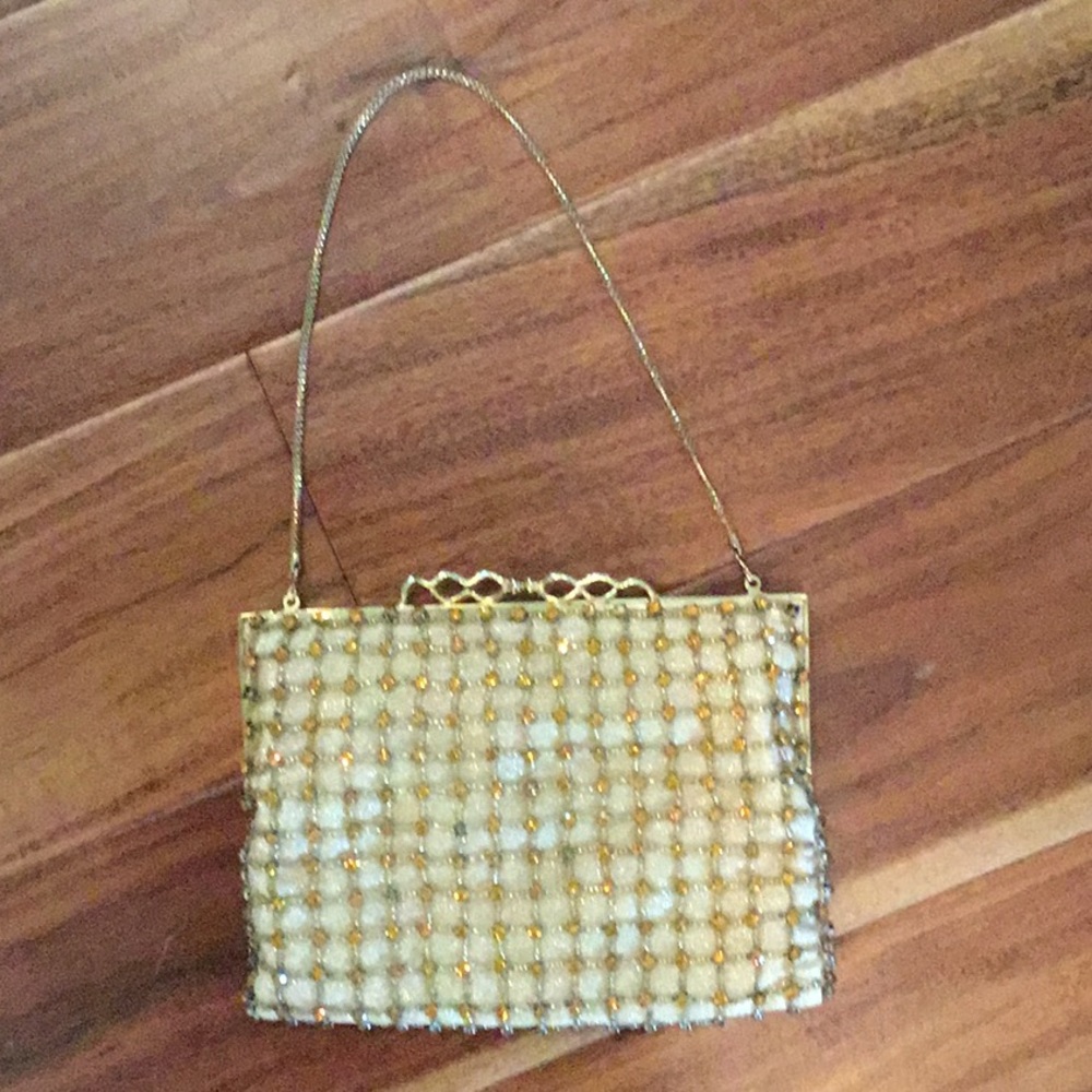Vintage Gold Rhinestone beaded bag
